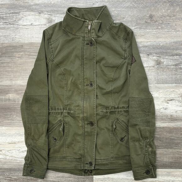 Hollister Olive Green Womens M Stretch‎ Cinch Waist Button Military Field Jacket - Picture 1 of 9